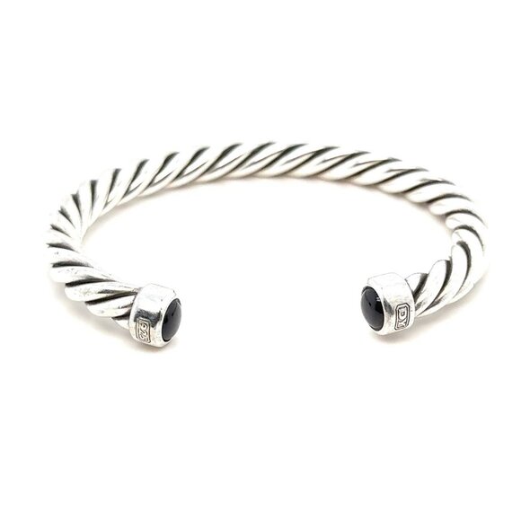 D.Y. 925 Cable Cuff Onyx Bracelet - Picture 1 of 9